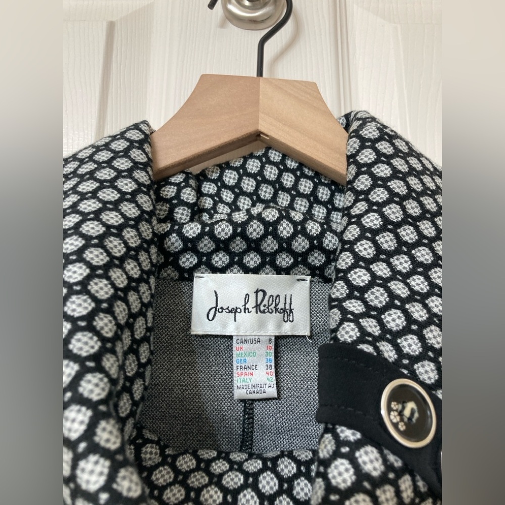 Joseph Ribkoff Women’s Black Gray Funnel Neck A-line Sweater Dress Size 8 Preppy - Picture 2 of 8